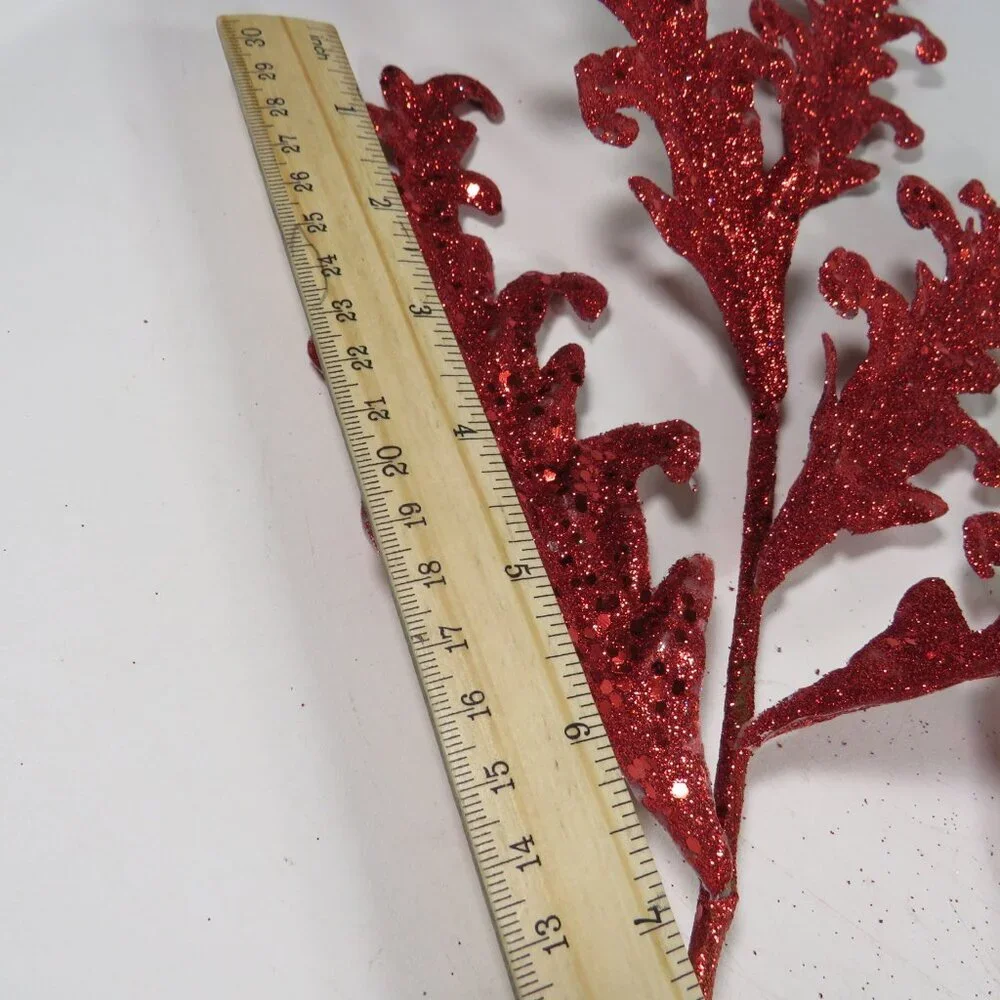 Flourishes (3) Faux Floral Picks glittered double sided) floral filler TRUE RED